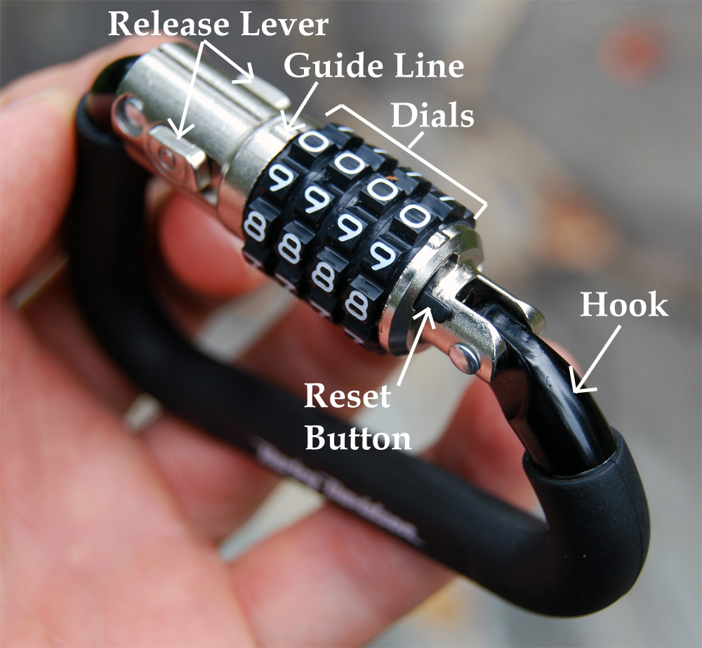 carabiner lock with helmet cable instructions